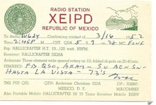 Scheda radio QSL 1952 Messico