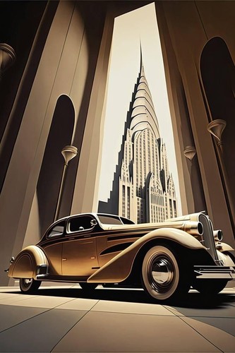 Vintage art deco city - art,