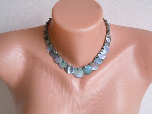 Collana stoffa con dischi - con,
