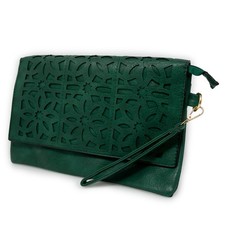 Pochette verde traforata borsa
