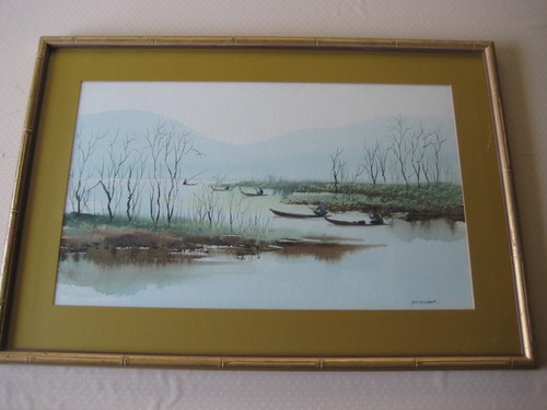 Acquerello originale pesca sul