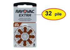 32  pile batterie   RAYOVAC EXTRA  312  per APPARECCHI ACUSTICI