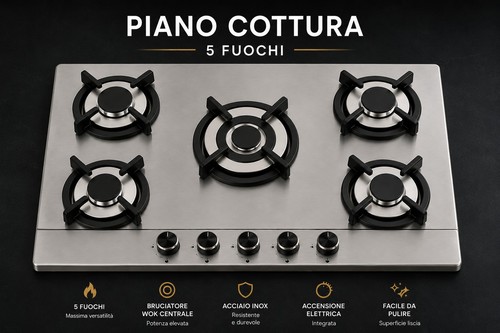 Piano cottura gas fuochi - gas, 5