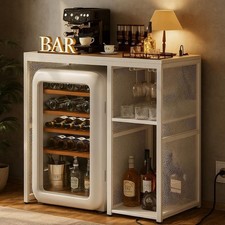 Mini Frigo Stand con Prese Elettriche Wine Bar Armadio Portaoggetti Bianco Industriale