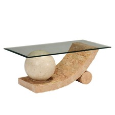 Tavolino Vintage Pietra Vetro Italia Anni 80