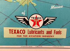 1955 TEXACO Lubrificanti e Carburanti Aviazione Industria Mappa Compagnia Aerea USA