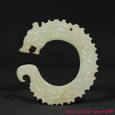 Ciondolo Yulong 2,4" vecchio Cina Shang Zhou giada hetiana intagliato sacrificio ricchezza