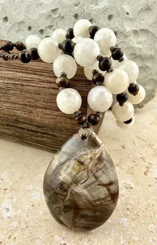 Collana legno pietrificato - collana,