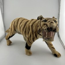 Mini statuina tigre tassidermia vintage con ecopelliccia circo giocattolo da collezione