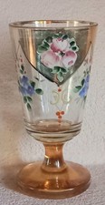 Antico bicchiere dipinto a mano con motivi floreali - Austria