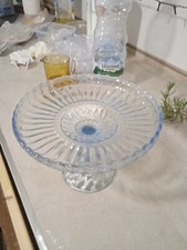 Alzata In Vetro O Cristallo Azzurro Vintage Perfetta 