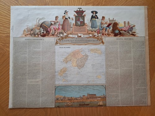 1875 spagna mappa spagnola - spagna,