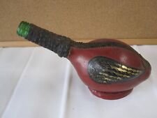 Bottiglia antica fiasco vino vintage forma anatra in vetro e pelle fatta a mano