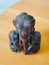 Gruppo 7 ELEFANTI in legno intagliato a mano Ganesh soprammobile da collezione