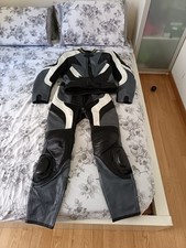 Tuta moto divisibile X-TECH pelle nero/bianco/grigio Taglia S con protezioni