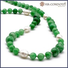Collana in Giada Verde e Perle