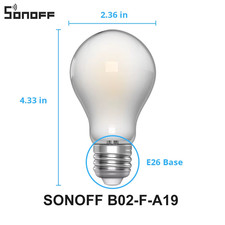 SONOFF B02-F-A19 120V E26 Smart Wi-Fi LED Lampadina a Filamento Luce a Risparmio