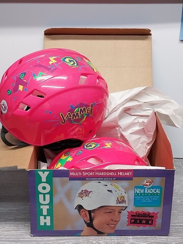 Casco bici vintage rosa fluo