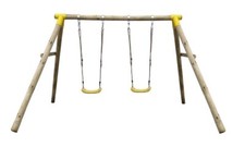 Altalena 'Chestnut' Doppia  in Legno con 2 Sedili Ergonomici gioco per giardino