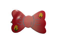 FERMAGLIO FIOCCO LEGNO VERNICIATO CAPELLI PINZE MOLLETTE VINTAGE ANNI 70-80 CM 7