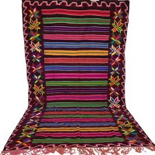 Tappeto marocchino vintage fatto a mano Bojaad strisce colorate stelle...