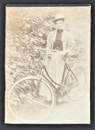Victorian woman with bicycle - woman,