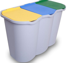 Secchio Raccolta Differenziata 3 Scomparti Pattumiera Grande Bidone Rifiuti 80 L