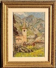 Alessandro Lupo ( Torino 1876 - 1953 ), "Tempo grigio", chiesetta Valle D'Aosta 