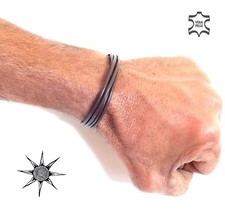 BRACCIALE POLSINO COLLANA  LACCIO VERA PELLE UOMO DONNA ARTIGIANALE! GOA4 Marron