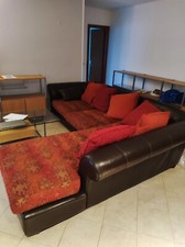 Divano in pelle e tessuto  usato