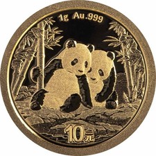 Cina 10 Yuan 2026 Orso Panda 1 g Oro 999 FDC in confezione originale pellicola