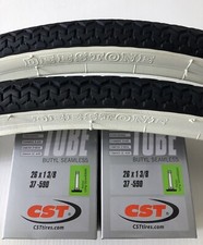 2 Copertoni 26 X 1 3/8  Deestone bianconero + Camere d'aria 26" 1 3/8 Olanda