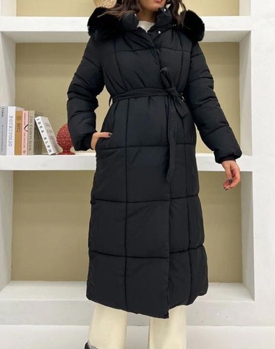 Piumino oversize lungo nero - lungo,