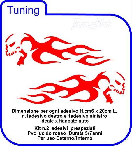 Adesivo teschio fiamme flame - teschio,