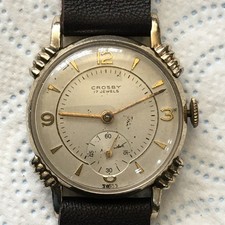 Raro orologio svizzero meccanico uomo CROSBY Everbrite 17j, funzionante ma non revisionato