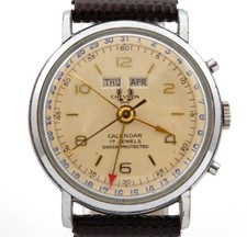 Orologio Uomo Chevron Vintage Anni 40 Triplo Calendario 17 Jewels Acciaio Carica 226