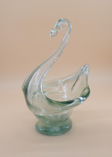 Piatto cigno vintage in vetro