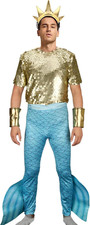 Uomo Tritone Re Costume Padre Sirena Principe Corona Dio Del Mare Poseidone Coda