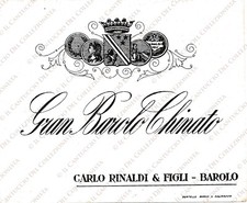 1954 Vino Gran Barolo Chimato Carlo Rinaldi etichetta Bertello Borgo S. Dalmazzo
