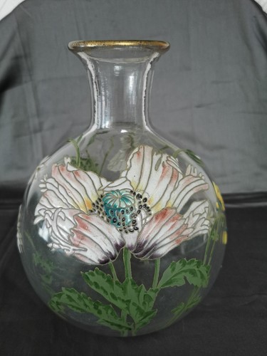 Vase verre émaillé legras - émaillé,