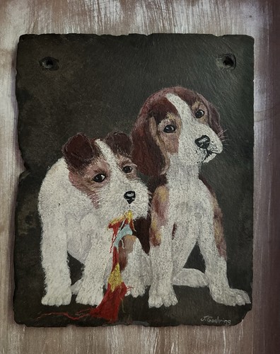 Hand painted slate wire - hand,