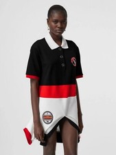 Abito polo Burberry a righe cotone ricostruito taglia XS PREZZO AL PUBBLICO £900 NUOVO ETICHETTE