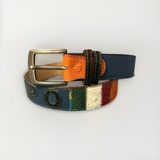 CINTURA PATCHWORK UNISEX BANDIERE DEL MI DO IN PELLE E VERO COCCODRILLO