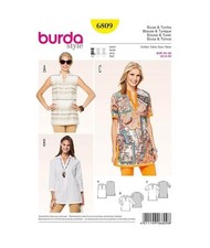 Burda 6809 - Cartamodello per Tunica Multicolore - Taglia 34 36 38 40 42 