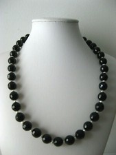 Collana donna in Onice Nero 10mm. Naturale  e Perle , L.cm.48 ,Ch. in Argento
