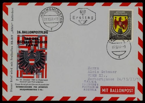 Austria posta palloncino 1961 - palloncino,