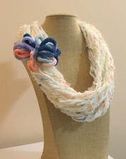 Sciarpa collana, scaldacollo, collana fatta a mano, sciarpa misto lana