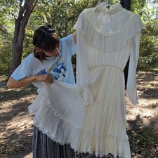 Abito vintage Gunne Sax anni 70 vittoriano antico bianco medio ottimo medio
