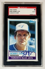 Carta Baseball 1983 Topps BOBBY COX SGC FIRMATA AUTOGRAFATA #93 BLUE JAYS