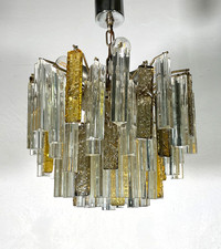 LAMPADARIO VINTAGE VETRO MURANO VENINI TRIEDRI ANNI '60 PRISMA CHANDELIER GLASS